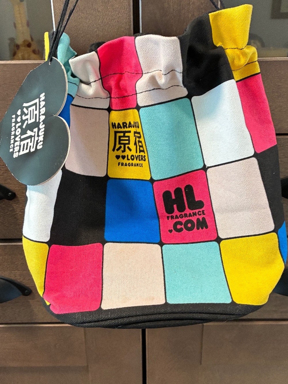 Harajuku Lovers Multicolor Patchwork Drawstring Pouch Bag